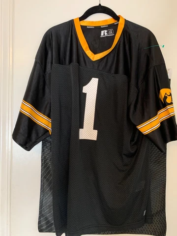 Iowa Hawkeyes Football Jersey Adult Large Black Russell NCAA Men Cover