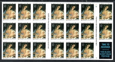 US Scott #3112a "Christmas" Never Folded Self- Adhesive Booklet Pane - Image 1 of 2