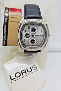 NUOVO Orologio Vintage Seiko LORUS SII Sport Acciaio Nero Pelle Multifunzione - Foto 1 di 12