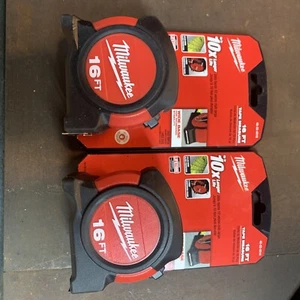 Milwaukee 16 ft cinta base ancha compacta medida negra/roja paquete de 2 nuevo clip para cinturón - Imagen 1 de 10