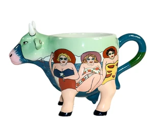 Vintage 2002 Cow Parade Fun Seeker Cow Mug Tasse Texas Flagge Badeanzug Strand - Bild 1 von 8