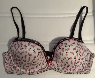 Sujetador VICTORIA’S SECRET Sexy Little Things Push Up Negro y Rosa Logo Talla 34C Usado en Excelente Condición Foto 1 de 4