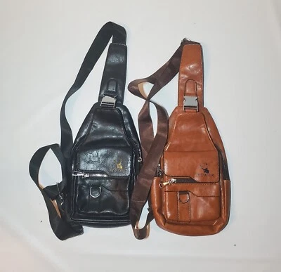 Set Of 2 Weixier Crossbody Messenger Shoulder Bags Black Brown Leather Lot — 第 1/4 张图片