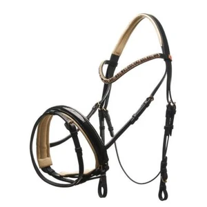 Horsecode Trense Diamond Deluxe Vollblut Lack Kroko weiß unterlegt Strass gold - Bild 1 von 10