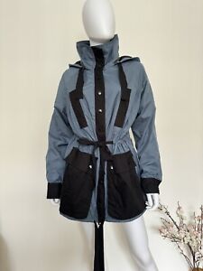 Superb Sonia Rykiel Women jacket, Blue and Black Light Showerproof Coat, Size M