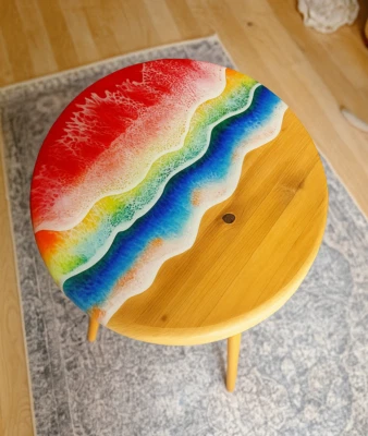 21" Epoxy Resin Table Top for Home Decor Wood River Table Design Home Accent - Image 1 of 4