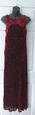 Vestido de Fiesta Formal Largo de Terciopelo Quemado Negro Carmesí Rojo Tessuto S Foto 1 de 4