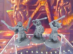 3pc Dwarf Female Fighters Soldiers Mini Miniature Figure 3D Printed Model DnD - Picture 1 of 8