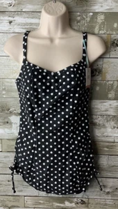 Panache Womens Black Polka Dot Tankini Swim Top Size 34D - Picture 1 of 3