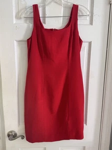 Vestido Vaina Hugo Buscati 100% Seda Sin Mangas Talla 6 Rojo Brillante Fecha de Vacaciones - Imagen 1 de 8