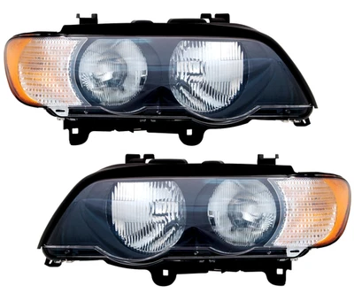 Scheinwerfer Set für BMW X5 E53 2000-2003 Halogen Weiß H7 HB3 LWR - Bild 1 von 4