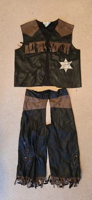 Cowboy Outfit. Waistcoat, Chaps, Wanted Jacket age 5 Tassels, Sheriff Badge - Image 1 of 4