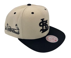 Mitchell & Ness MLB St. Louis Cardinals Evergreen Cream & Black Snapback Hat - Picture 1 of 8
