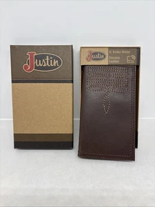 New Justin Men's Jr Rodeo Leather Wallet - 22125481W3 NIB - Picture 1 of 5