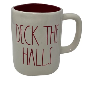 Rae Dunn Christmas Farmhouse Deck The Halls White And Red Ceramic Coffee Mug  - Picture 1 of 5