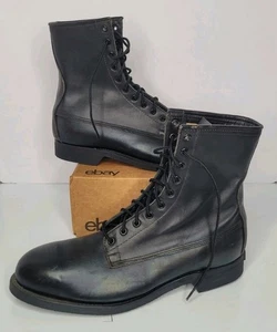 Vintage 80er Addison Shoe Co Militär Kampfstiefel Herren 10.5R schwarz Leder Stahlkappe - Bild 1 von 19