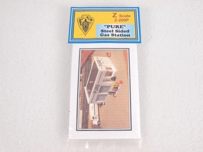 Z Scale Model Building Kit Z-200P Resin Steel Sided Gas Station - Image 1 of 4