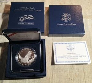2008 BALD EAGLE COMMEMORATIVE COIN PROGRAM US MINT PROOF SILVER DOLLAR OGP w/COA - Picture 1 of 13