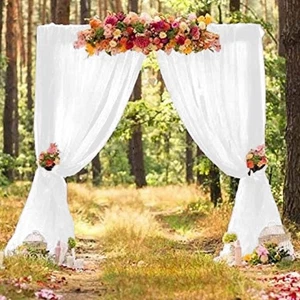 Chiffon Backdrop Curtain 5ftx7ft Voile Sheer Curtains 2 Panels Romantic Weddi... - Picture 1 of 6