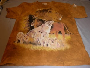 The Mountain T Shirt Graphic Lions Brown Tie Dye Men's L 2001 21.75 x 30.75 - Picture 1 of 7