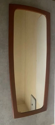 Retro Vintage Mid Century Modern Wall Mirror Danish Teak Hanging Wooden Frame - Image 1 of 4