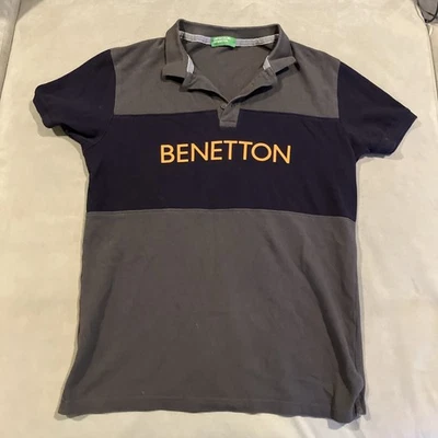 Polo Vintage - United Colors Of Benetton - Verde y Negro Colorblock - Hombre Mediano Foto 1 de 4