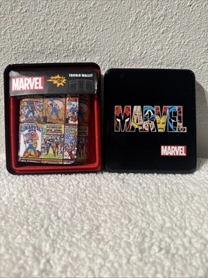 MARVEL Trifold Wallet All over Captain America Battles In Collector's Tin New - Image 1 of 4