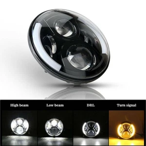 7" Motorcycle LED Headlight Turn Signals for Harley Street Glide Dyna Cafe Racer - Picture 1 of 9
