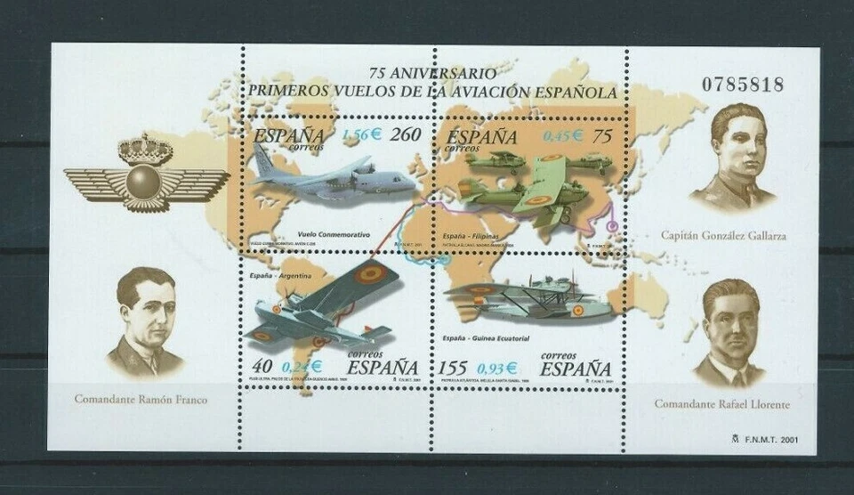 ESPAÑA 2001 Aviación. 75 aniversario de primeros vuelos EDIFIL 3790 HB - Imagen 1 de 1