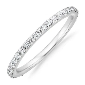 PAVOI 14K Gold Plated Cubic Zirconia Diamond Stackable Eternity Bands White Gold - Picture 1 of 6