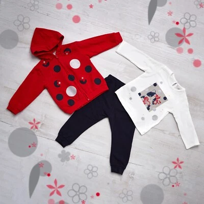 FUTURO FASHION Red Tracksuit for Girls with Flowers 3 Piece Set Longsleeve and Pants FR8286