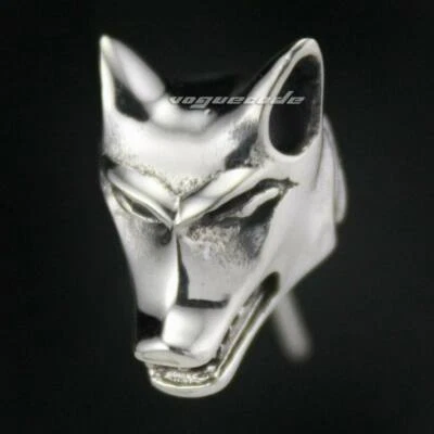 Pendiente Wolf Stud Motociclista Plata de Ley 925 Rock Punk Joyería 8M002A Foto 1 de 4