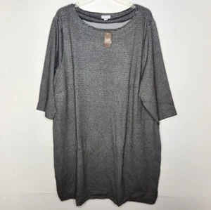 NWT J Jill Ponte Shift Dress Womens 4X Black Geometric Pockets Knit MSRP $129 - Picture 1 of 8