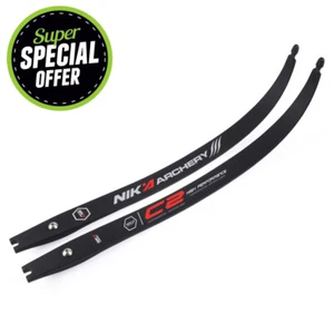 NIKA ARCHERY C2 lLim 68" @25 Recurve Bow Limbs ILF 10% Carbon Fibre 12-50lbs - Picture 1 of 8