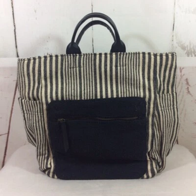 Mochila de hilo universal cartera utilitaria a rayas lona acolchada libro portátil bolsa Foto 1 de 4