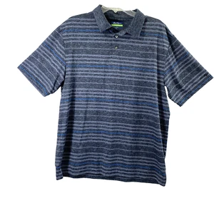 Ben Hogan Polo Shirt Mens Large Gray Blue Stripe Golf Performance Short Sleeve - Picture 1 of 10