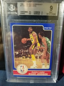 Rare!! 1984 MAGIC JOHNSON! Star! Award Banquet #17 Assists Leader BGS 9 LAKERS