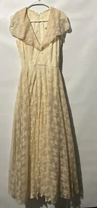 1950er Jahre? Futura Couture weiß Spitze Chiffon Cocktailkleid Größe 10 lesen B19 - Bild 1 von 9