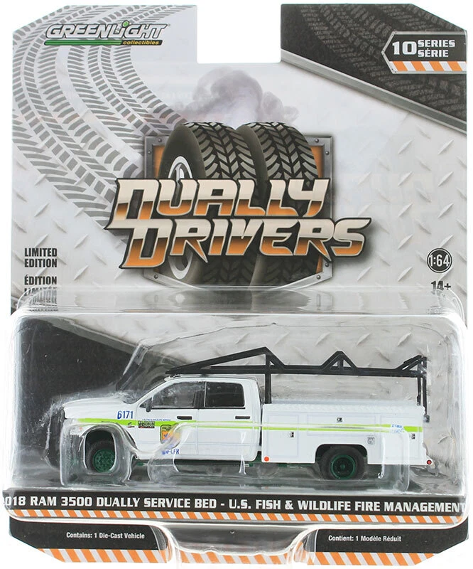 GREENLIGHT - DODGE Ram 3500 con ruote verdi 2018 U.S. FISH della serie DUALLY... - Immagine 1 di 1