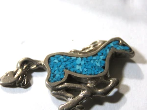 Horse Turquoise Lapel Pin Vintage - Picture 1 of 2