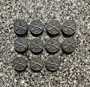 Erster Weltkrieg USA 1. Infanterie C D E F H G I K L Firma Kragen Scheibe Abzeichen Scheibe Lot x11 - Bild 1 von 9