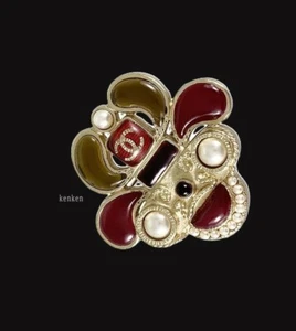 CHANEL Brooch Pin AUTH Coco Vintage Gold kenkenjp Rare Logo CC Pearl Stone F/S - Picture 1 of 20
