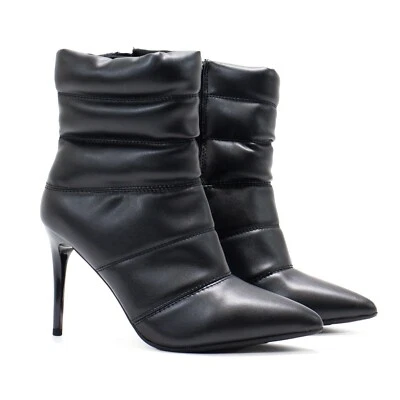 New Women Wild Pair Duaa Black Faux Leather Boots Booties Stiletto Size 8.5 M - Image 1 of 4