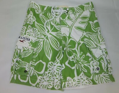 Hollisters Board Shorts Swim Trunks Size Small - Green White Print - Image 1 of 3