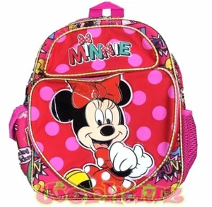 Kids Children Small Backpack Book Bag 12" Disney Minnie Mouse Comic Print Pink - Picture 1 of 1