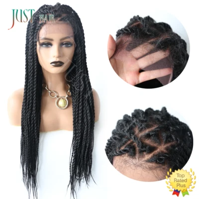 Peluca trenzada negra trenzada caja trenzas sintético torcido cornrow cabello de bebé para mujeres EE. UU. Foto 1 de 4