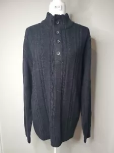 NWT $60 METHOD Men's Size Large Button Henley Long Sleeve Black Knit Sweater - Picture 1 of 12