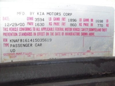 Used Fuel Injection Throttle Body fits: 2001 Kia Spectra  Grade A Foto 1 de 4