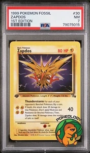 Zapdos | 1st Edition | 30/62 | PSA 7 | Fossil | Pokemon Card - Picture 1 of 3