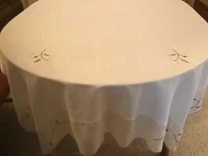 59" x 100" Weihnachtsmotiv TRANSPARENTE Tischdecke, Top Zustand, 100% Polyester - Bild 1 von 7